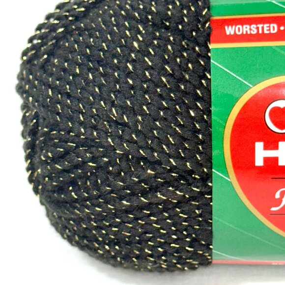 Rare Red Heart Holiday Yarn Black/Gold - Acrylic & Metallic - Two New Skeins - Picture 2 of 4